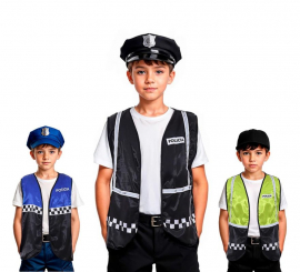 Colete de Polícia aos quadrados infantil em várias cores