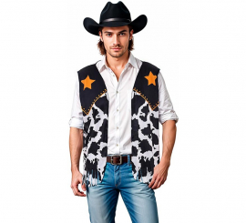 Chaleco de Vaquero negro estampado adulto