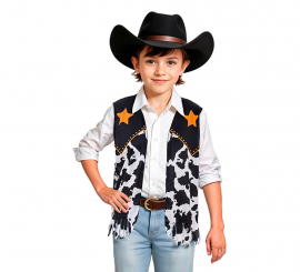 Black printed children's cowboy vest