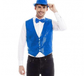 Blue Sequin Vest for Men