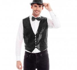 Elegant black sequin vest for men