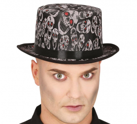 Top hat with skulls