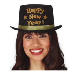 Happy New Year Hat Black