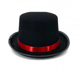 Black magician hat with 25x12 cm ribbon