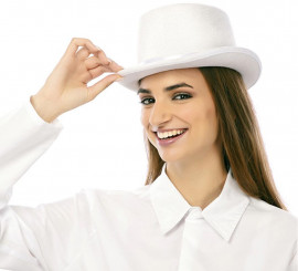 Elegant white adult top hat measuring 31x26x12 cm