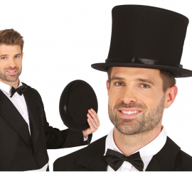 Elegant foldable top hat 21 cm for adults