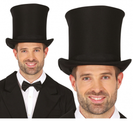 Black English top hat, 21 cm, adult