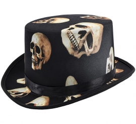 Black top hat with skulls