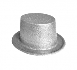 Silver glitter top hat