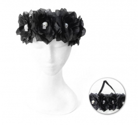 Headband with Roses and Skull