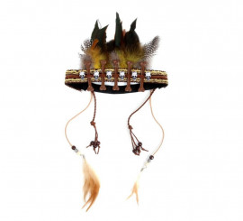 Brown voodoo ribbon with feathers for hair