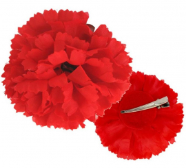 Sevillian Red Carnation or Chulapa 8 cm with Clips