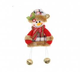 Snowman Christmas Tree Pendant with Jingle Bells 19x16 cm