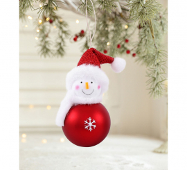 Colgante Bola Muñeco de Nieve 11 cm