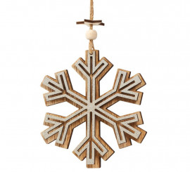 Pendentif Flocon de Neige en Bois 11 cms