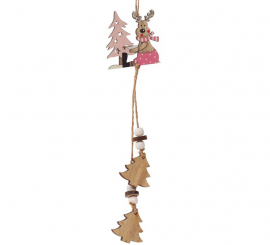 Reindeer Pendant with Wooden Trees of 26 cms