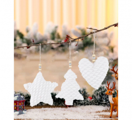 Colgante Estrella, Corazón o Pino Blanco de 12x4x12 cm modelos surtidos