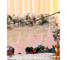 Colgante Estrella, Pino o Corazón Rosa de 12x4x12 cm modelos surtidos