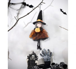 Witch Doll Pendant with Pumpkin 21 cm