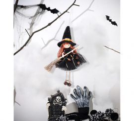 Witch Doll Pendant with Broom 20 cm
