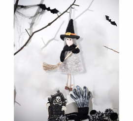 Witch Doll Pendant with Broom 23 cm