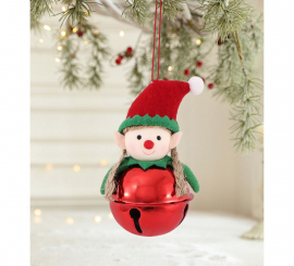 Colgante Navideño de Campana Elfo rojo de 11 cm