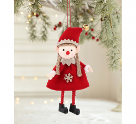 Colgante Navideño de Elfa roja de 16 cm