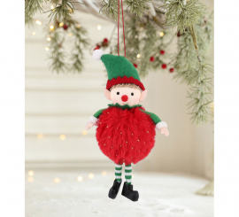 Colgante Navideño de Elfo Esponjoso de 16 cm