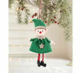 Colgante Navideño de Elfo verde de 16 cm