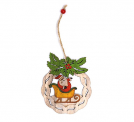 Wooden Santa Claus Pendant 12 cm