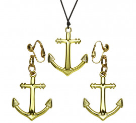 Golden Anchor Necklace and Earrings