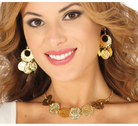 Necklace and earrings with Zingara coins