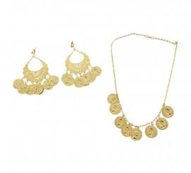 Hindu necklace and earrings with golden coins