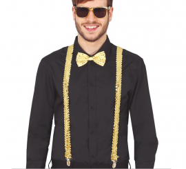 Set of Sequin Suspenders and Bow Tie in two colors