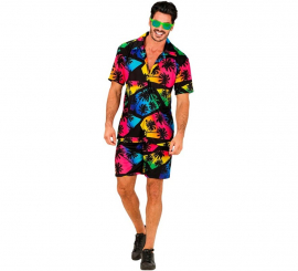 Conjunto de verão com estampa de palmeira: camisa e shorts masculinos