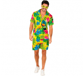 Conjunto de verão com estampa de tucano: camisa e shorts masculinos