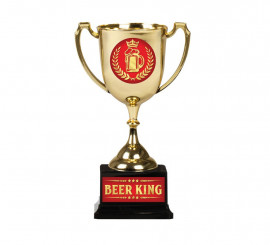 Goldenes und rotes Beer King- Glas 18 cm