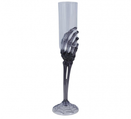 Transparenter Becher mit schwarzer Skeletthand von 25 cm