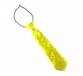 Children's 30 cm yellow tie with sequins