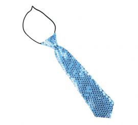 Sky blue tie with sequins for children 30 cm