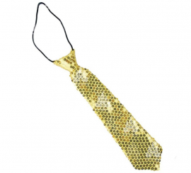 Gold tie with sequins for children 30 cm