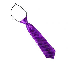 Children's 30 cm purple tie with sequins