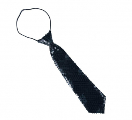 Black tie with sequins for children 30 cm