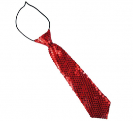 Cravatta bambina rossa 30 cm con paillettes