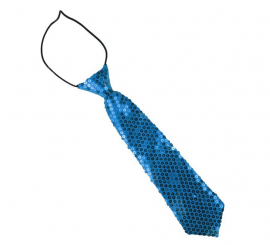 Turquoise tie with sequins for children 30 cm