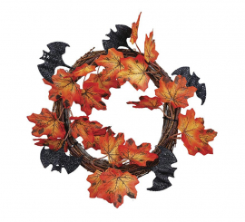 Wreath of Autumn Leaves and Bats of 30 cm