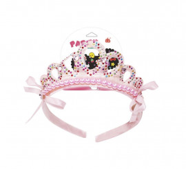 Corona de Princesa strass rosa con lazos