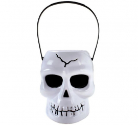White skull bucket with handle, 12x14x16 cm White skull bucket with handle, 12x14x16 cm