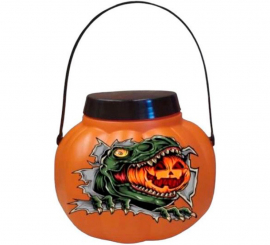 Balde de doces de abóbora de dinossauro com tampa Balde de doces de abóbora de dinossauro com tampa