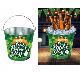 Cubo de Metal 'San Patrick' de 19x23 cm